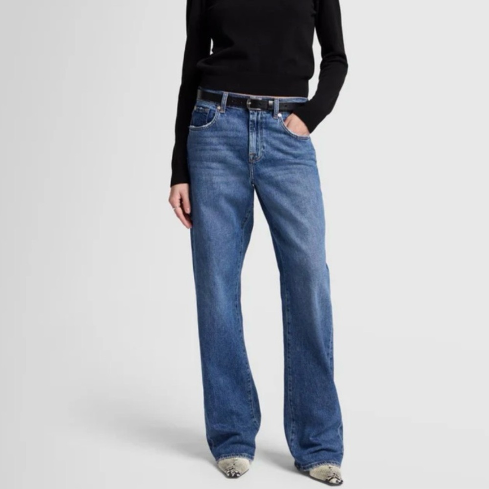 NEW 7 For All Mankind Tess Linen Blend Phoenix Trouser Relaxed Fit Jeans size 29